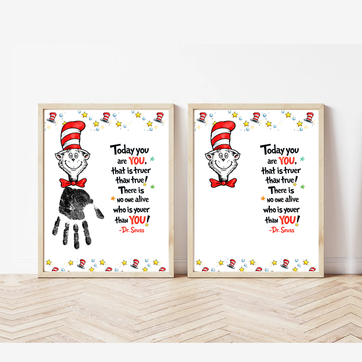 Today You Are YOU Printable | Dr. Seuss Inspired Handprint Art | Kids Classroom Quote Art | Reading Motivation Keepsake PDF