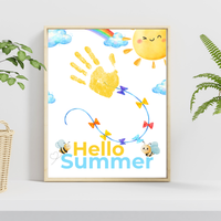 Hello Summer Handprint Craft Printable | Summer Keepsake Activity for Kids | Preschool Kindergarten End of School Year Craft