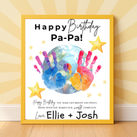PaPa Birthday Handprint Craft Printable | Happy Birthday Pa-Pa Keepsake from Kids | Grandpa Birthday Gift | 1 or 2 Handprints | Kids DIY Art PDF
