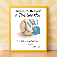 Baseball Handprint Craft for Dad, I Hit a Home Run with a Dad Like You Printable, Father’s Day Baseball Keepsake from Kids