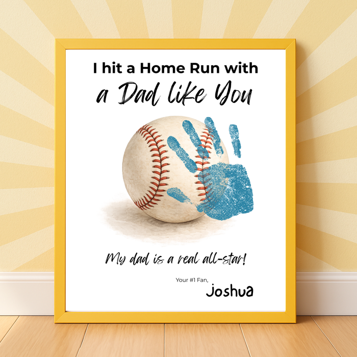 Baseball Handprint Craft for Dad, I Hit a Home Run with a Dad Like You Printable, Father’s Day Baseball Keepsake from Kids