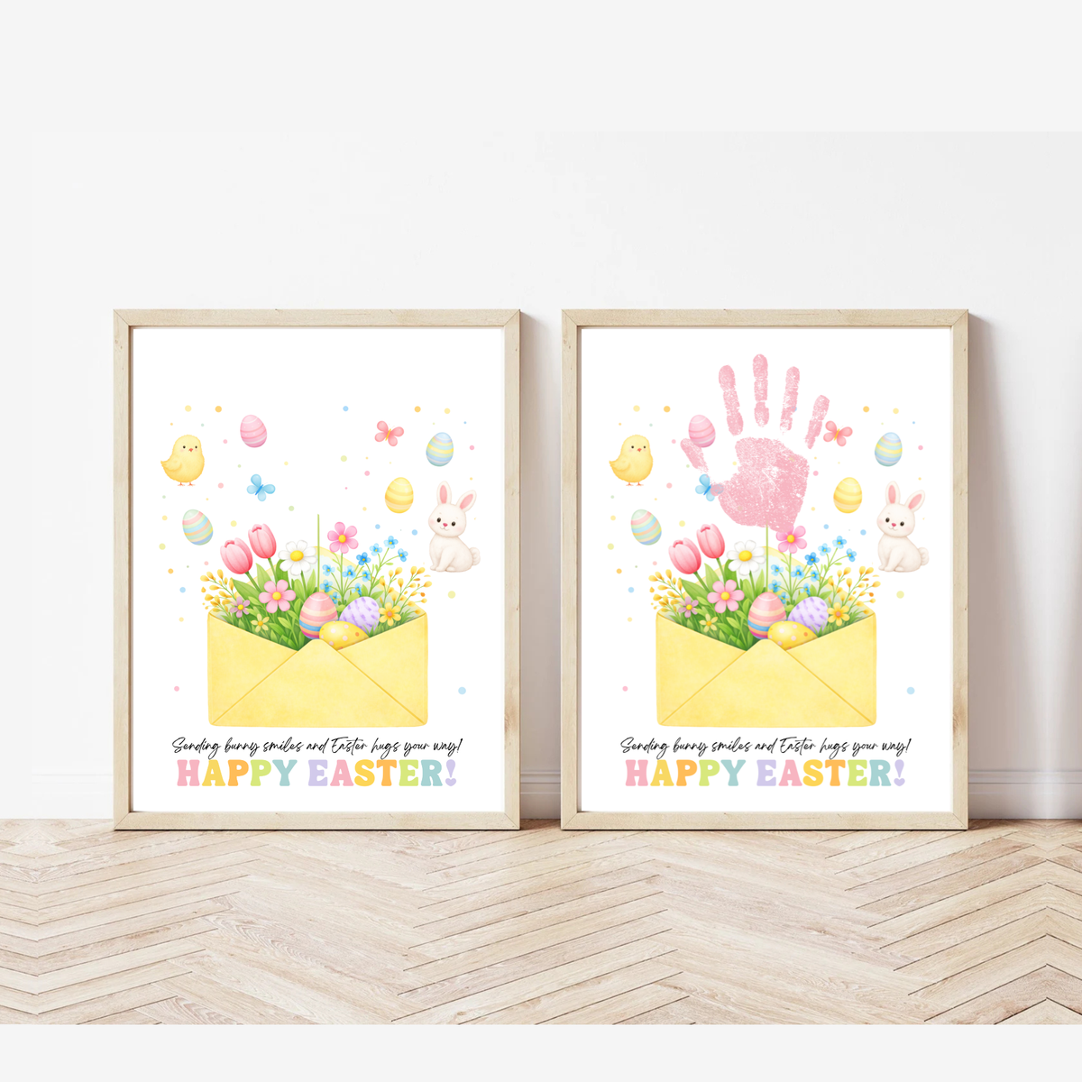 Easter Handprint Craft Printable | Bunny & Chick Flower Envelope Keepsake | Preschool Fine Motor Spring Activity PDF