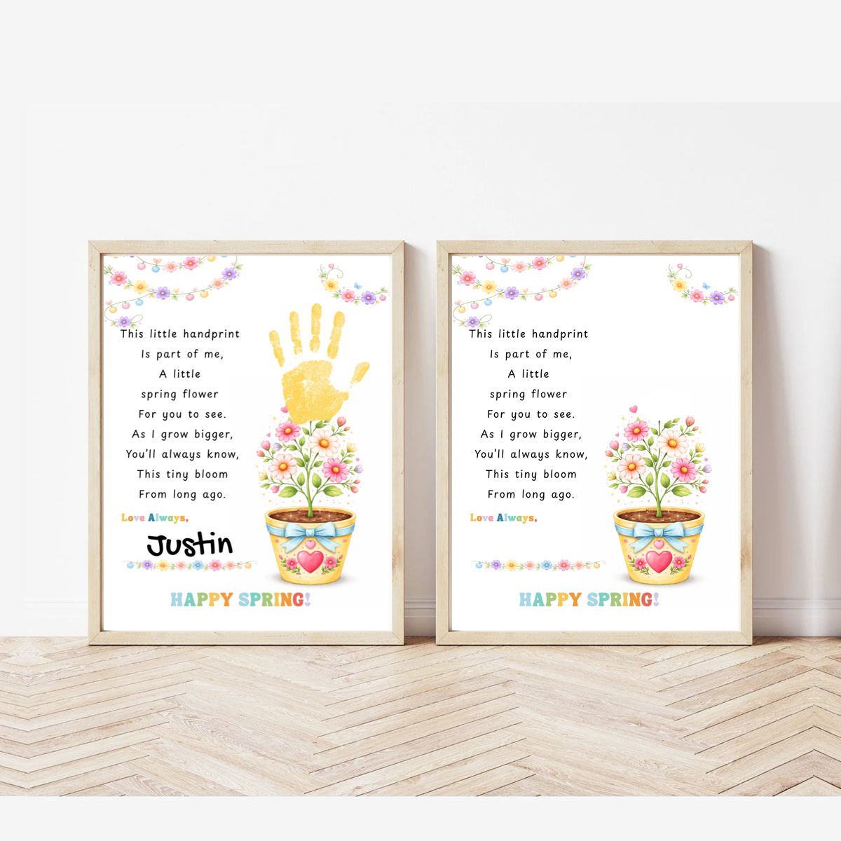Spring Handprint Flower Craft Printable | Personalized Keepsake Poem Activity | Preschool Spring Art Gift | Kids Flower Pot Handprint PDF