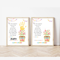 Spring Handprint Flower Craft Printable | Personalized Keepsake Poem Activity | Preschool Spring Art Gift | Kids Flower Pot Handprint PDF
