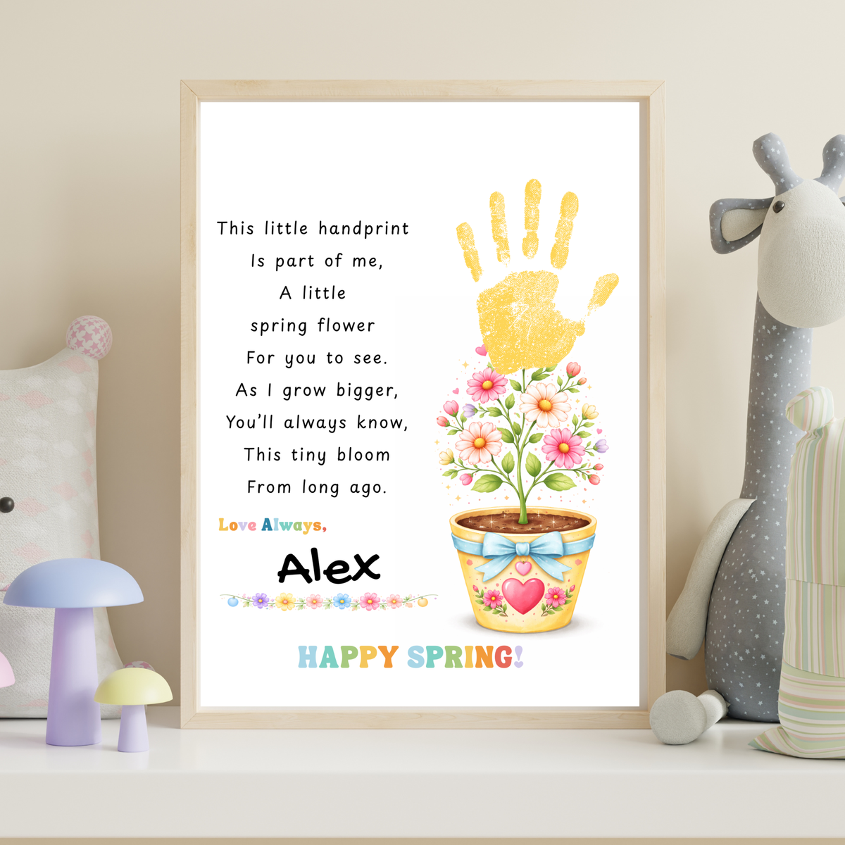 Spring Handprint Flower Craft Printable | Personalized Keepsake Poem Activity | Preschool Spring Art Gift | Kids Flower Pot Handprint PDF