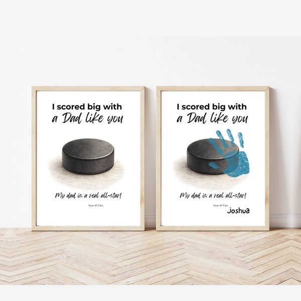 Hockey Handprint Craft for Dad, I Scored Big with a Dad Like You Printable, Father’s Day Hockey Keepsake from Kids