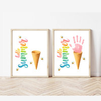 Hello Summer Ice Cream Cone Handprint Craft Printable | Summer Keepsake Activity for Kids | Preschool, Daycare & Kindergarten Summer Art