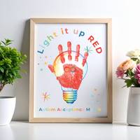 Autism Acceptance Month “Light It Up Red” Handprint Craft Printable | Autism Awareness Classroom Activity | Kids Inclusion Art PDF