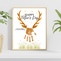 Father’s Day Handprint Craft Printable | Happy Father’s Day Deer Keepsake from Kids | Hunting Dad Gift | Preschool DIY Handprint Art PDF