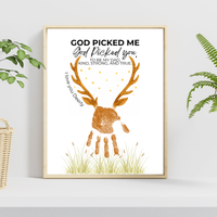God Picked Me Father’s Day Handprint Craft Printable | Christian Dad Keepsake from Kids | Deer Handprint Art | Faith-Based Preschool DIY Printable