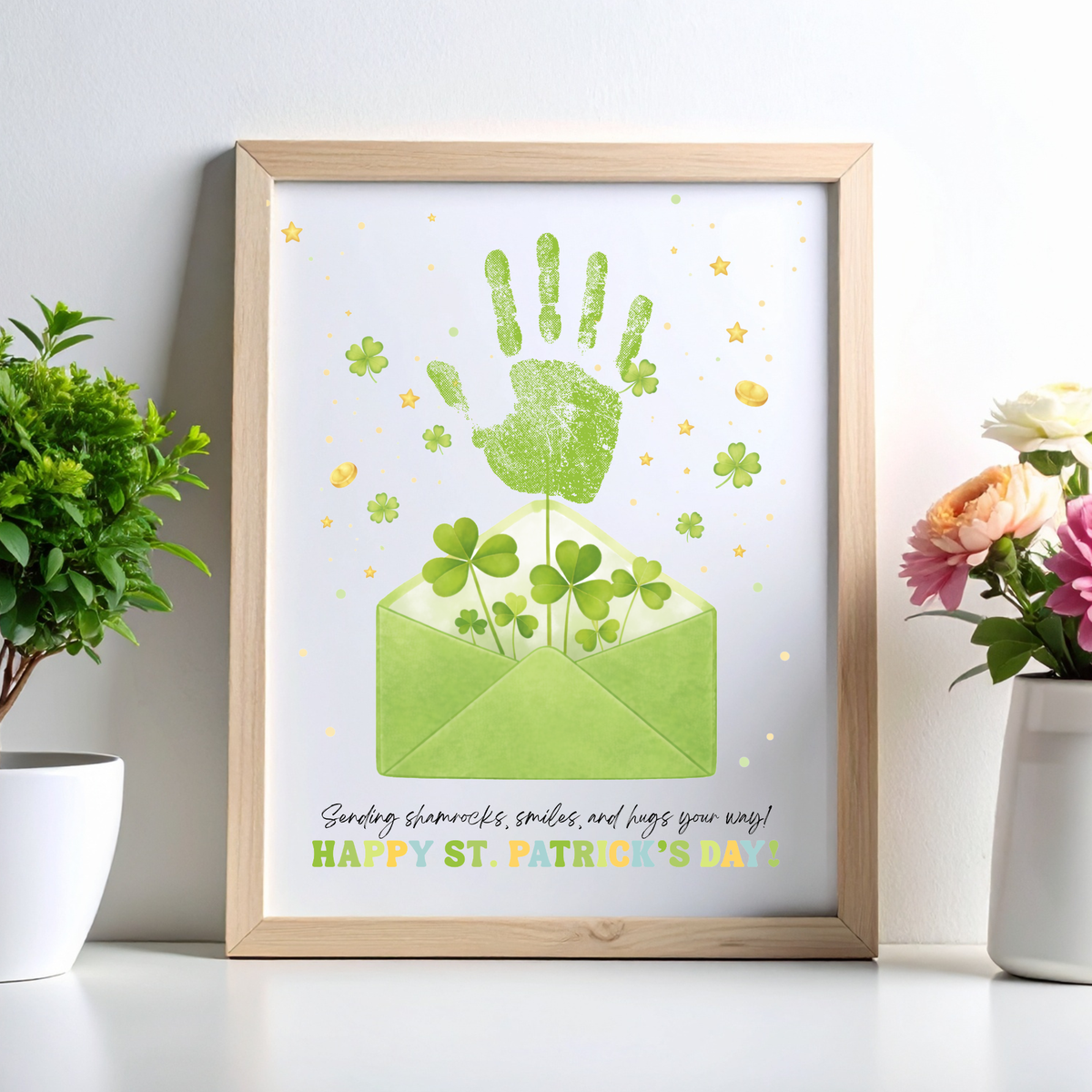 St. Patrick’s Day Handprint Craft Printable | Shamrock Envelope Keepsake Art | Preschool Fine Motor Activity PDF