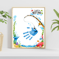 Fishing Dad Handprint Craft Printable | Father’s Day & Birthday Gift from Kids | I Caught the Best Dad Keepsake | Preschool DIY PDF