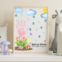 Rain or Shine Handprint Craft Printable | “God Helps Me Grow” Spring Faith-Based Activity | Preschool Christian Keepsake Art PDF