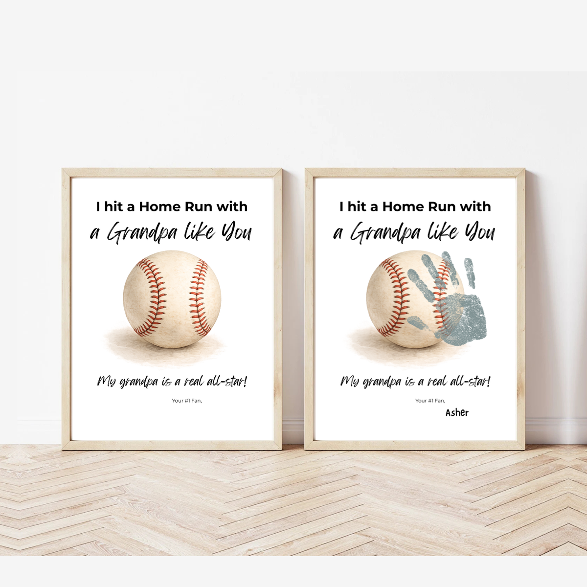 Baseball Handprint Craft for Grandpa, I Hit a Home Run with a Grandpa Like You Printable, Father’s Day Baseball Keepsake from Kids