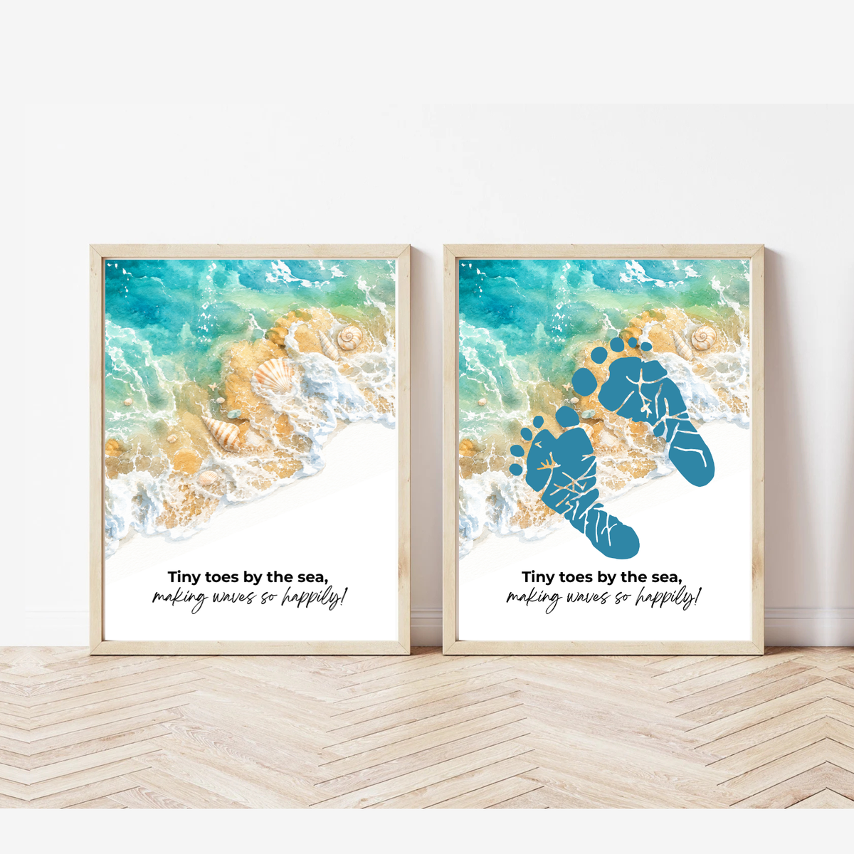Tiny Toes by the Sea Footprint Craft Printable | Beach Footprint Keepsake | Summer Ocean Nursery Art for Kids