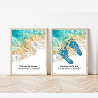 Tiny Toes by the Sea Footprint Craft Printable | Beach Footprint Keepsake | Summer Ocean Nursery Art for Kids