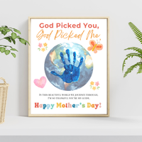 God Picked You God Picked Me Mother’s Day Printable | Christian Mother’s Day Gift from Kids | Faith-Based Mom Keepsake | Preschool Handprint Craft PDF