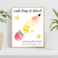 Last Day of School Pencil Handprint Craft Printable | End of School Year Keepsake Art | Leaving My Mark School Sign 2026 | Preschool DIY Handprint PDF