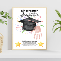 Christian Kindergarten Graduation Handprint Craft Printable | Graduation Keepsake | God Leads My Journey Kinder Graduation Art | End of Year DIY PDF