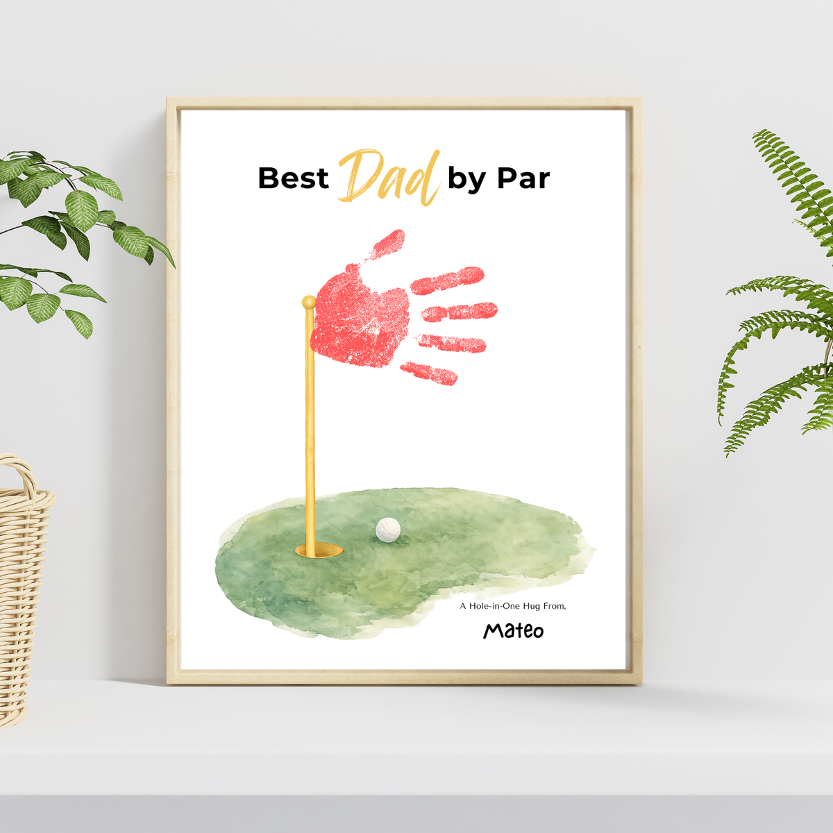 Title Golf Handprint Craft for Dad, Best Dad by Par Printable, Father’s Day Golf Keepsake from Kids, Golf Lover Dad Gift