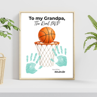 Basketball Grandpa Handprint Craft Printable, To My Grandpa The Real MVP, Basketball Grandpa Birthday Gift, Sports Grandpa Keepsake from Kids