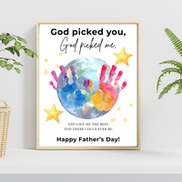 Christian Father’s Day Globe Handprint Craft Printable | God Picked You Dad Keepsake | Kids Handprint Art Gift | Preschool DIY PDF