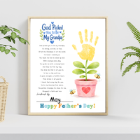 God Picked You to Be Our Grandpa Handprint Craft Printable | Christian Father’s Day Gift for Grandpa | Handprint Flower Keepsake from Grandkids