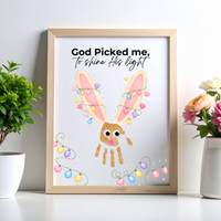 Christian Easter Handprint Craft Printable | “God Picked Me to Shine His Light” Bunny Keepsake | Faith-Based Kids Art Activity PDF