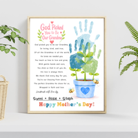 God Picked You to Be Our Grandma Handprint Craft Printable | Christian Mother’s Day Gift for Grandma | Flower Keepsake from Grandkids | Faith Based Grandma Gift