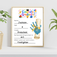 Graduation Interview Printable for Kids, Preschool & Kindergarten Graduation Keepsake, End of Year Memory Craft, Instant Download