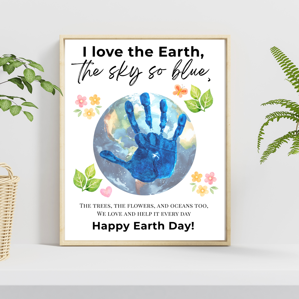 Earth Day Handprint Craft Printable | Happy Earth Day Keepsake from Kids | Preschool Earth Day Art Activity | Classroom Spring Craft PDF