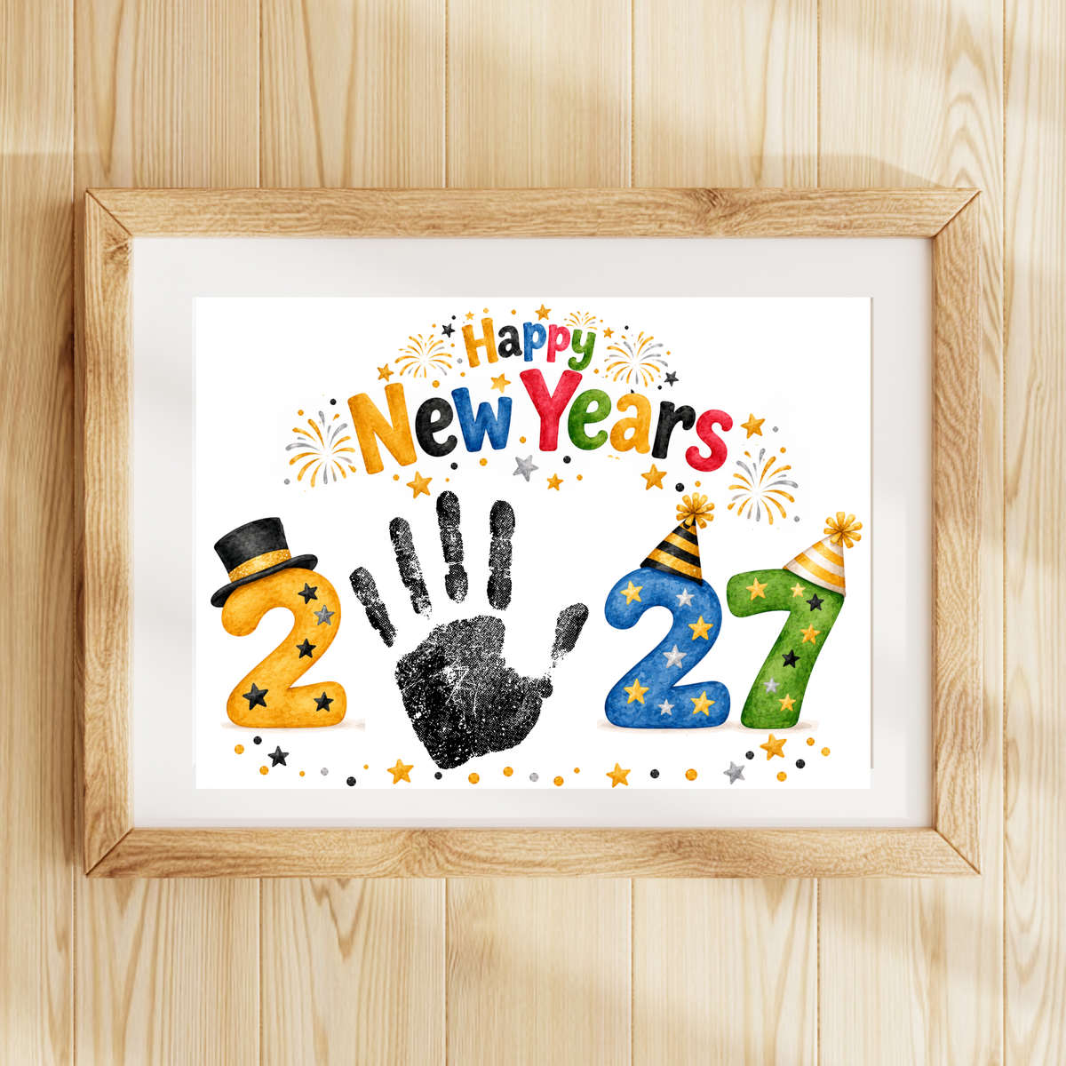 New Year 2027 Handprint Craft & Coloring Page | Happy New Year Keepsake Printable for Kids