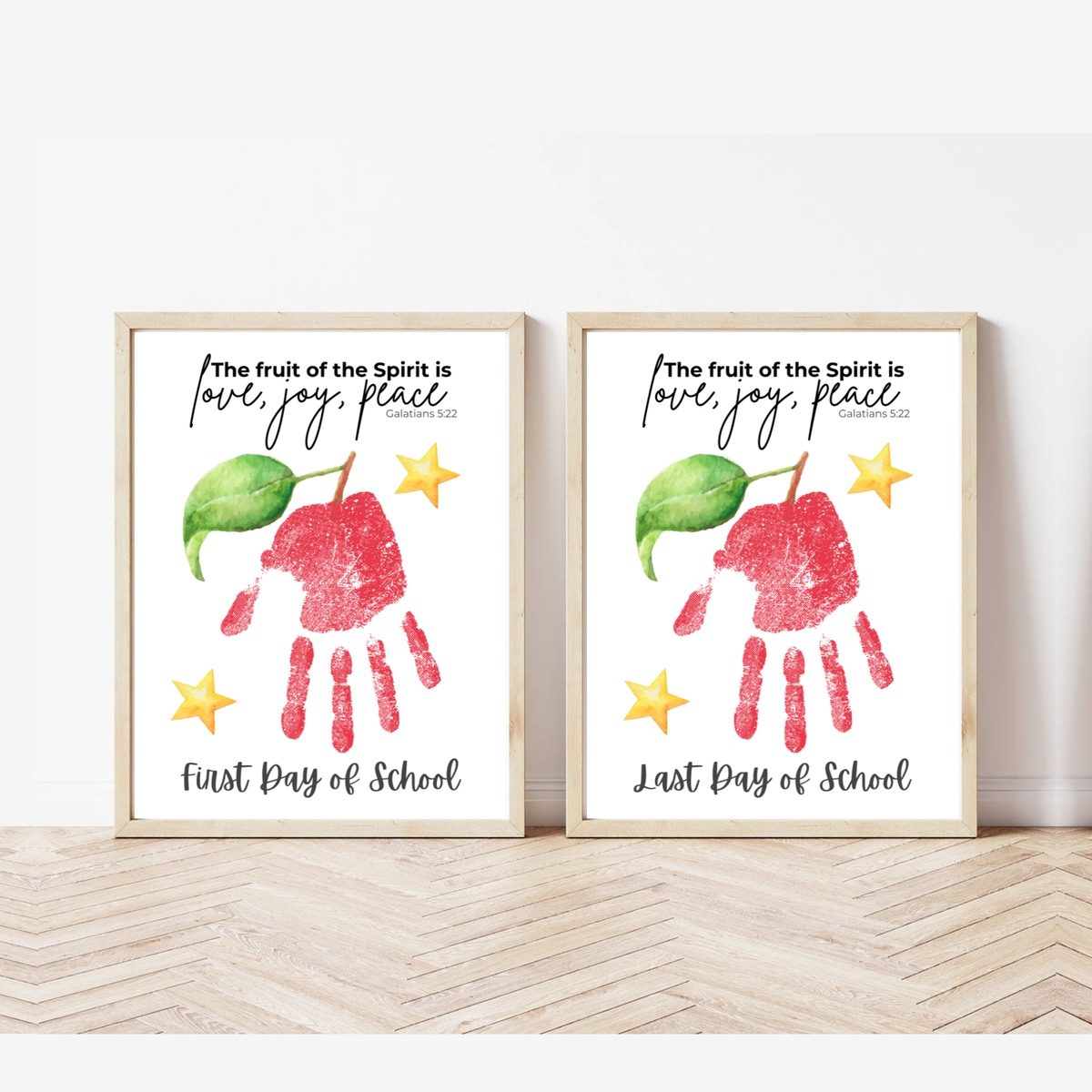 Fruit of the Spirit Apple Handprint Craft Printable | First & Last Day of School Keepsake | Christian Back to School Activity