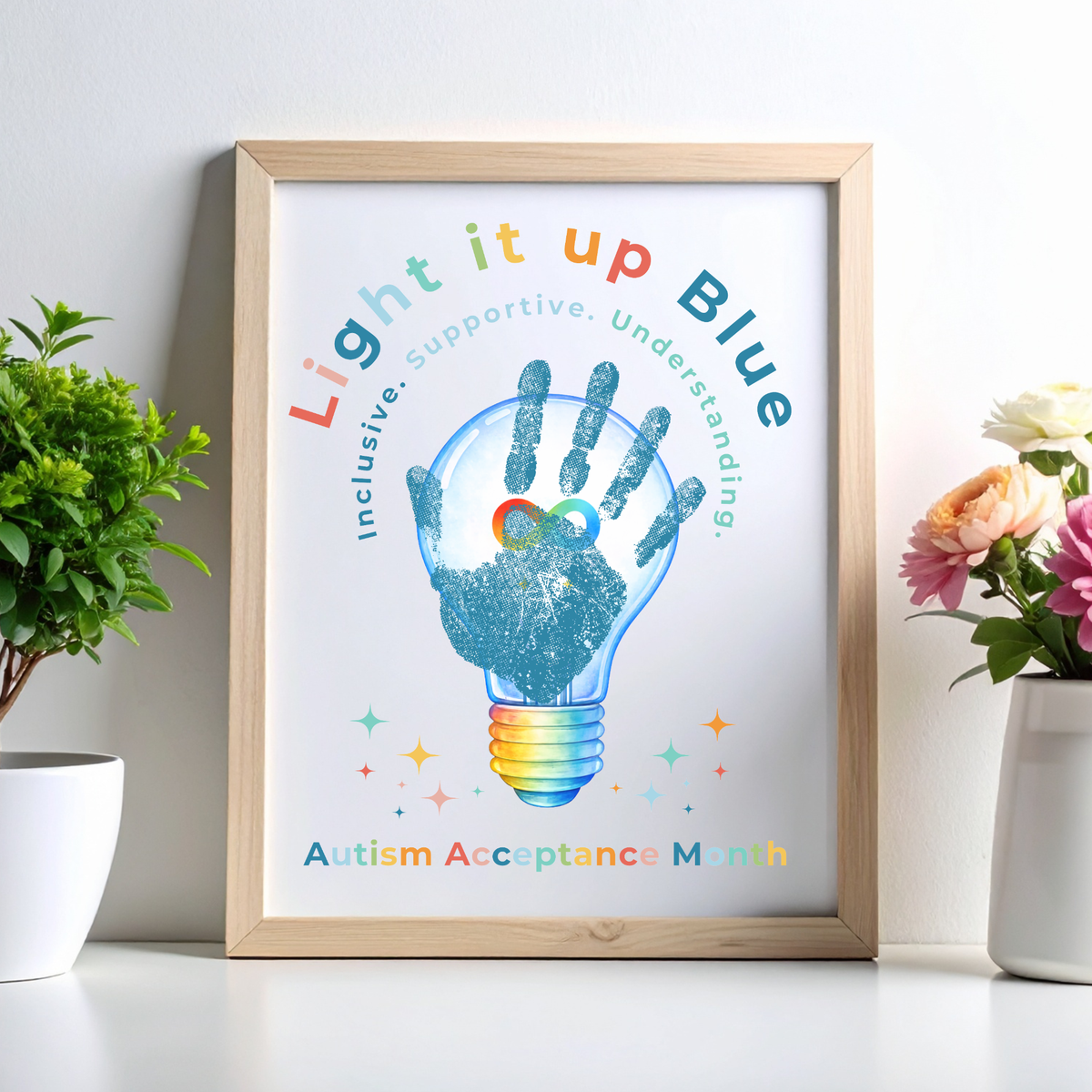 Autism Acceptance Month “Light It Up Blue” Handprint Craft Printable | Autism Awareness & Inclusion Kids Activity | Classroom SEL Art PDF