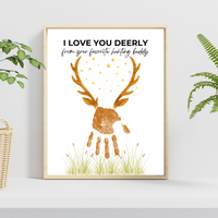 Father’s Day Handprint Craft Printable | I Love You Deerly Keepsake from Kids | Hunting Dad Gift | Preschool DIY Handprint Art PDF
