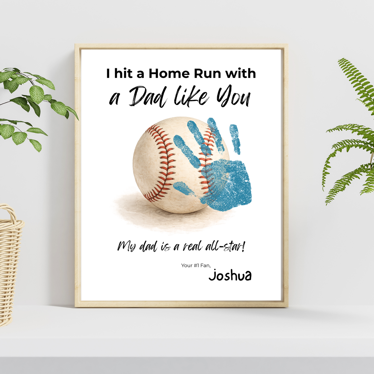 Baseball Handprint Craft for Dad, I Hit a Home Run with a Dad Like You Printable, Father’s Day Baseball Keepsake from Kids