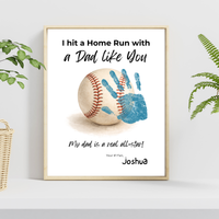 Baseball Handprint Craft for Dad, I Hit a Home Run with a Dad Like You Printable, Father’s Day Baseball Keepsake from Kids