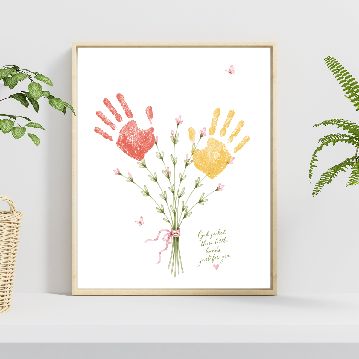 Christian Mother’s Day Handprint Craft Printable | God Picked These Little Hands for You | Mom Grandma Aunt Keepsake Gift | Birthday & Valentine’s Day Printable