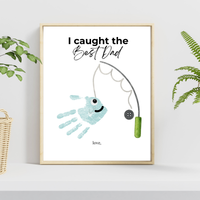I Caught the Best Dad Simple Handprint Craft | Father’s Day & Birthday Gift Printable | Fishing Dad Keepsake from Kids | Simple DIY Handprint Art