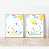 Hello Summer Handprint Craft Printable | Summer Keepsake Activity for Kids | Preschool Kindergarten End of School Year Craft