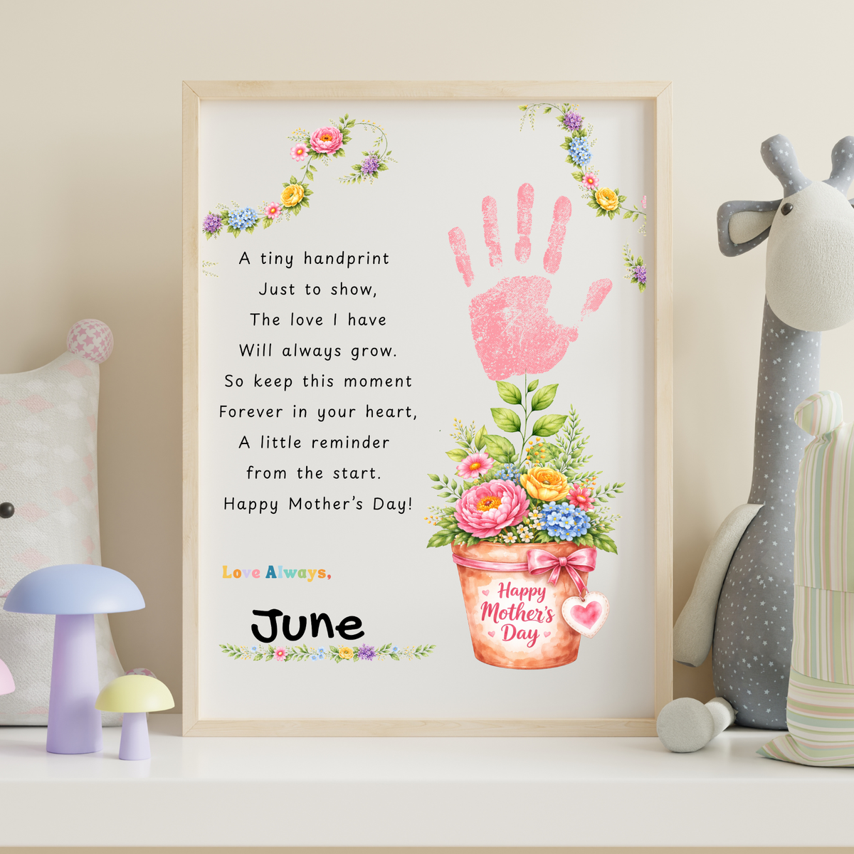 Mother’s Day Handprint Flower Pot Craft Printable | Keepsake Gift for Mom from Kids | Preschool DIY Handprint Art PDF | Happy Mother’s Day Craft