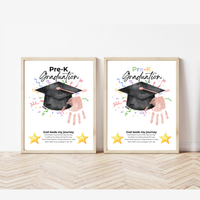 Christian Pre-K Graduation Handprint Craft Printable | Graduation Keepsake | God Leads My Journey Preschool Graduation Art | End of Year DIY PDF