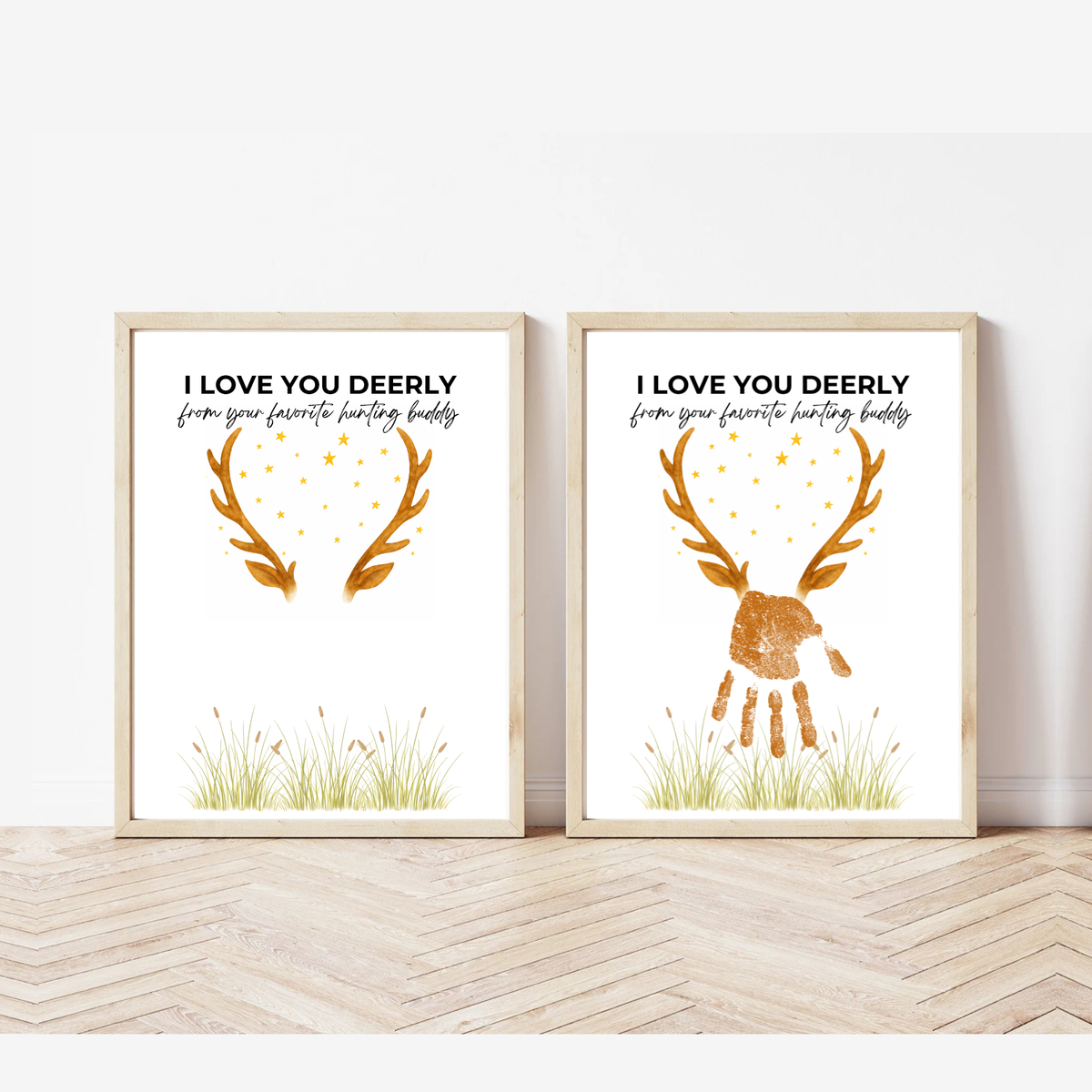 Father’s Day Handprint Craft Printable | I Love You Deerly Keepsake from Kids | Hunting Dad Gift | Preschool DIY Handprint Art PDF