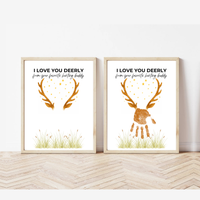 Father’s Day Handprint Craft Printable | I Love You Deerly Keepsake from Kids | Hunting Dad Gift | Preschool DIY Handprint Art PDF