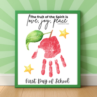 Fruit of the Spirit Apple Handprint Craft Printable | First & Last Day of School Keepsake | Christian Back to School Activity