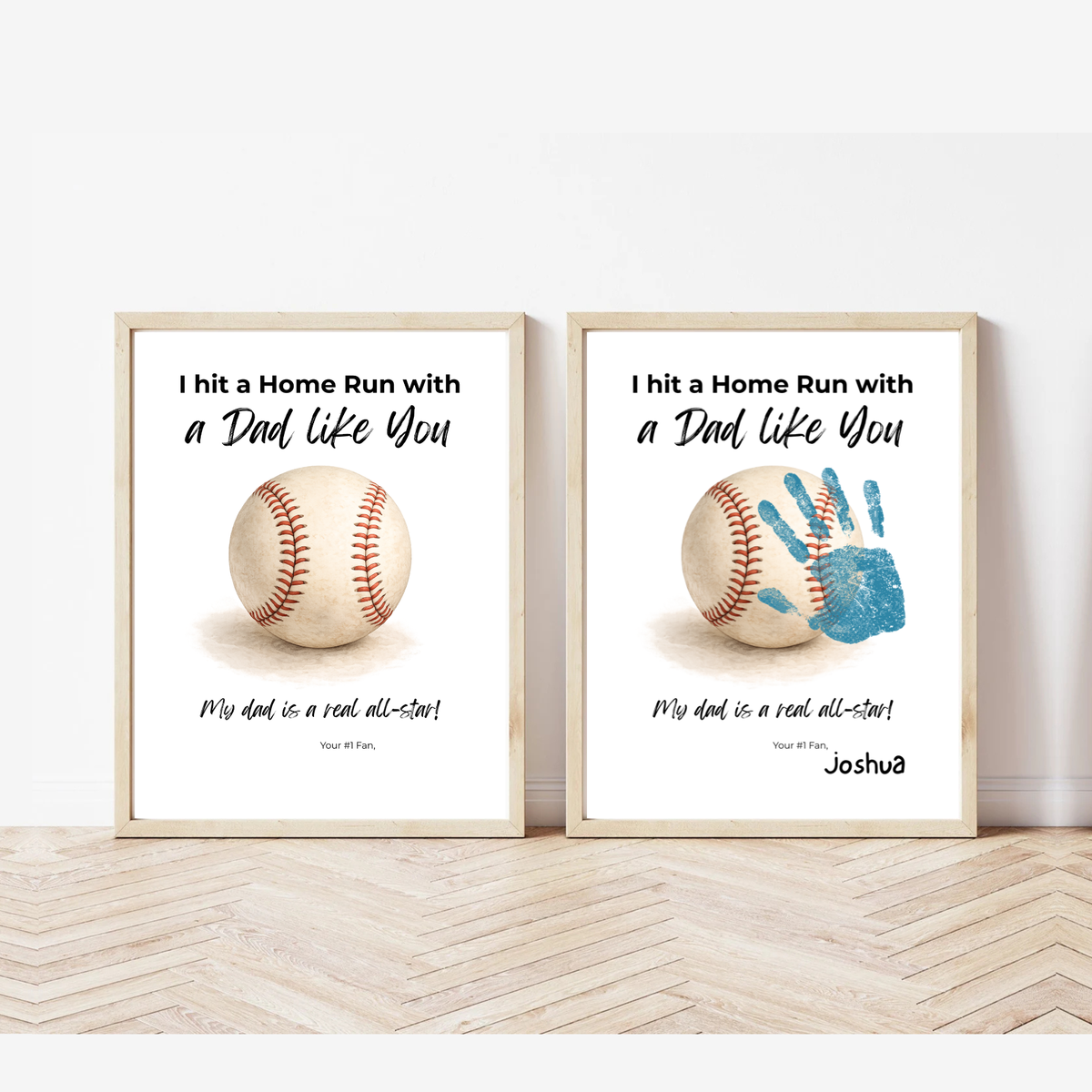 Baseball Handprint Craft for Dad, I Hit a Home Run with a Dad Like You Printable, Father’s Day Baseball Keepsake from Kids