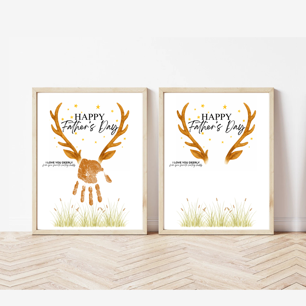 Father’s Day Handprint Craft Printable | Happy Father’s Day Deer Keepsake from Kids | Hunting Dad Gift | Preschool DIY Handprint Art PDF