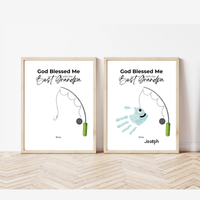 Christian Grandpa Handprint Craft Printable | God Blessed Me with the Best Grandpa Gift | Father’s Day or Birthday Keepsake | Fishing DIY