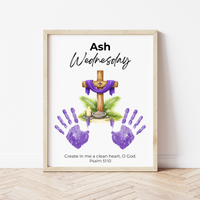 Ash Wednesday Handprint Craft Printable | Christian Lent Keepsake Art | Psalm 51:10 Faith-Based Kids Activity PDF