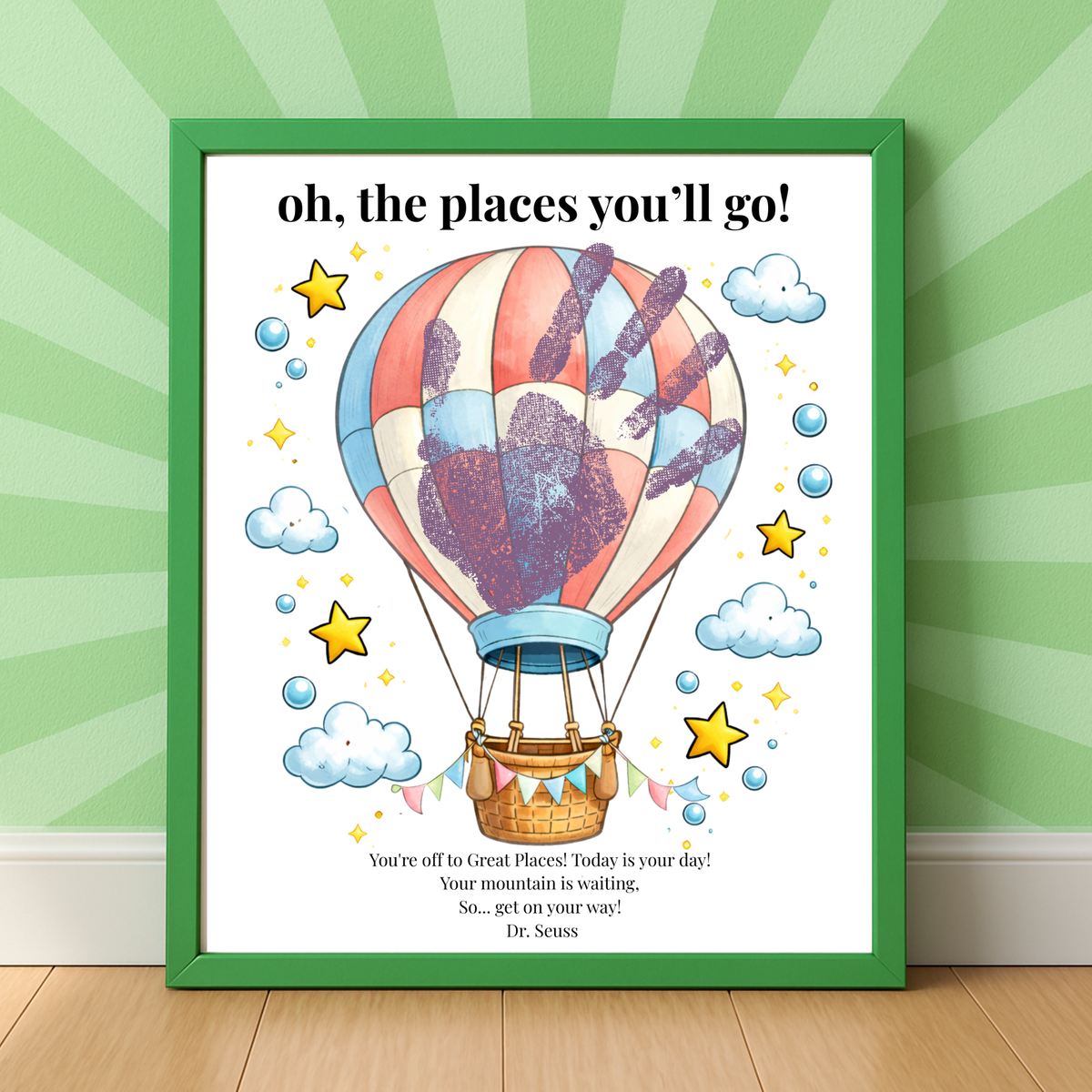 Hot Air Balloon Graduation Handprint Craft Printable | “Oh, the Places You’ll Go!” Inspirational Keepsake | End of Year Art PDF